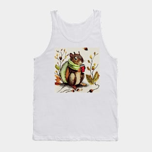 Squirrel Drinking Hot Drink / Autumn Moods Tank Top